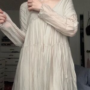 Flowy Cream V-Neck Blouse